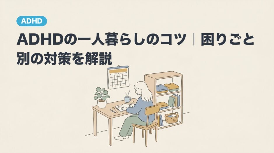 ADHDの一人暮らしのコツ｜困りごと別の対策を解説のアイキャッチ画像