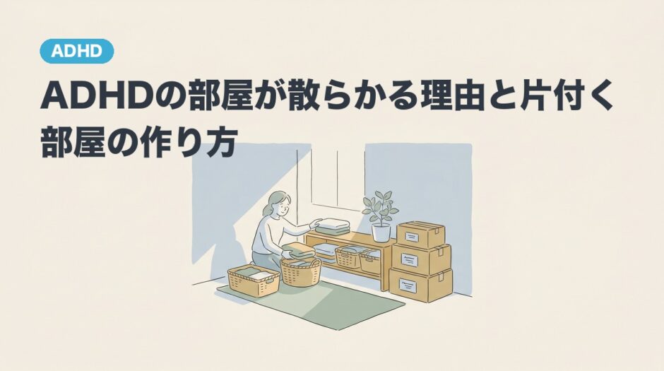 ADHDの部屋が散らかる理由と片付く部屋の作り方のアイキャッチ画像