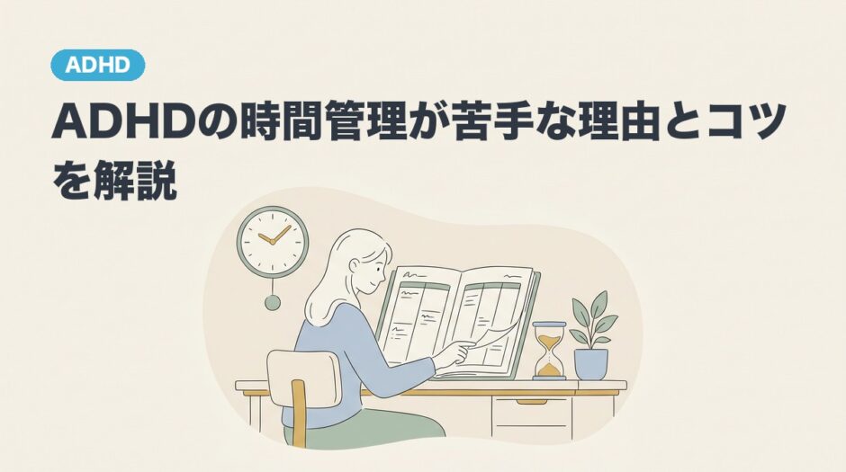 ADHDの時間管理が苦手な理由とコツを解説した記事のアイキャッチ画像