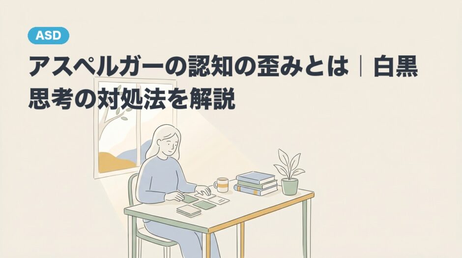 アスペルガーの認知の歪みと白黒思考の対処法を解説する記事のアイキャッチ画像