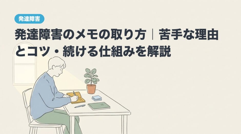 発達障害のメモの取り方｜苦手な理由とコツ・続ける仕組みを解説のアイキャッチ画像